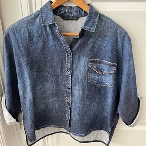 Linen shirt denim look